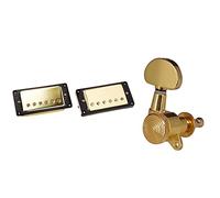 ALFAAL 1 Set Humbucker Pickup Gold 1 Set Skin Tuning Tuning PEG Key Machine Cabezales Semicírculo Botón