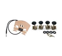 ALFAAL 1 Unids Puente De Violín Con Piezo Piezo Piezo Piezo 1 Conjunto Metal Abierto Ukulele Tuning Pegs Sintonizadores Tapa Redonda