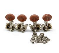 ALFAAL 2 Conjunto 2R2L Metal Ukulele Bloqueo Sintonizador Sintonizador De Guitarra Tuning Peg Máquina Cabeza Negro Marrón