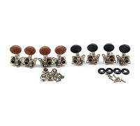 ALFAAL 2 Conjunto 2R2L Metal Ukulele Bloqueo Sintonizador Sintonizador De Guitarra Tuning Peg Máquina Cabeza Negro Marrón