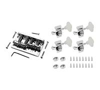 ALFAAL 4pcs Guitarra Tuning Pegs Electric Bass Tuner Peg Con 4 Cuerdas Hardtail Bass Guitar Bridge Chrome