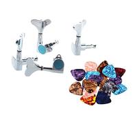 ALFAAL 4x Sintonizadores Sellados Cabezales De Máquina 2L + 2R Y 200x 0.46mm Elegantes Púas De Guitarra De Celuloide De Colores