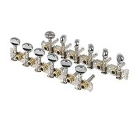 ALFAAL 6 + 6 Clavijas De Afinación De Cuerdas De Guitarra con Tornillos De Montaje Y Virolas Cabezas De Máquina Sintonizadoras De Acero