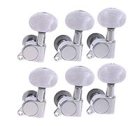 ALFAAL 6 PCS 6L Mano Izquierda Sintonizadores De Guitarra Tuning Pegs Máquina Cabezales Para La Guitarra Eléctrica Chrome (botones Blancos)