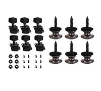 ALFAAL 6 Piezas De Champiñones Cabeza Correa De Guitarra Botones Correa Cerraduras Cromo 6pcs Cadena Sintonización Clavijas Máquina Cabezas Afinadoras