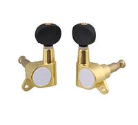 ALFAAL 6pcs 3L3R Partes de guitarra heladas doradas y negras Semicírculo de guitarra Peg