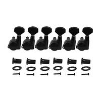 ALFAAL 6pcs / Set Sintonizadores De Bloqueo De La Máquina De Guitarra Eléctrica Cabezas De Bloqueo De Bloqueo De Cadena De Clavijas 6r / 6l Relación Engranaje 1:19 (Color : Black 6L)