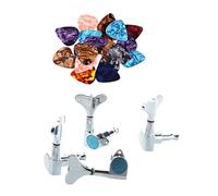 ALFAAL Cabezas De Máquinas De Sintonizador De Bajo Sellado 4x 2L + 2R Picks De Guitarra Celulógena Colorida Con Estilo Premium