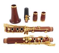 ALFAAL Clarinete SIB Clarinete Profesional De Secoya A Clarinete Chapado En Oro De Palisandro Plateado/ébano(Redwood)