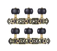 ALFAAL Clave De Afinación De Guitarra Clásica Acústica, Cabezal De Máquina 3R 3L, Afinador De Cuerda De Guitarra, Afinador De Clavija, Chapado En Oro Y Negro