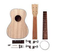 ALFAAL Cuerpo de Guitarra Ukelele De 23 Pulgadas, Kit De Guitarra De Madera De Zebrano DIY, Diapasón De Palisandro con Clavijas, Tuerca De Puente De Cuerda DIY Guitarra