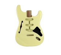 ALFAAL Cuerpo De Madera De Aliso para Guitarra Eléctrica con Agujeros F, Cuerpo Amarillo con Acabado De Alto Brillo para Cuerpo Semihueco SSS DIY