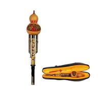 ALFAAL Flauta China Hulusi C-Major Cámara De Viento Instrumento De Lengüeta Calabaza Tallada Tres Flauta Delgada con Estuche