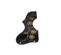 ALFAAL Golpeador De Guitarra para Principiantes Golpeador De Guitarra Acústica para Zurdos Y Diestros con Placa Protectora con Patrón De Flores Doradas En 4 Colores(B)