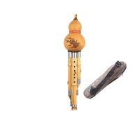 ALFAAL Instrumento De Actuación Profesional De Flauta Hulusi De Tres Tonos con Llave De Bambú Dorado Hulusi C/BB/D/F/G (Color : Minor D)