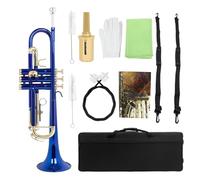 ALFAAL Instrumento De Trompeta Azul Tono BB, Trompeta con Llave Dorada Y Cuerpo De Latón con Accesorios (Color : 03)