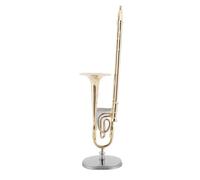 ALFAAL Mini Modelo de Instrumento Musical Adornos De Instrumentos Musicales En Miniatura De Latón Chapado En Oro Pequeños Adornos para Trompeta Trombón Arpa Flauta(B)
