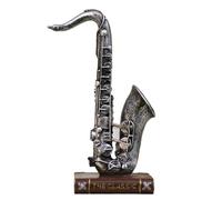 ALFAAL Mini Modelo de Instrumento Musical Adornos De Instrumentos Musicales Retro Simulación Creativa Modelo De Saxofón Decoración Suave para El Hogar Y El Restaurante(Retro Silver)