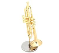 ALFAAL Mini Modelo de Instrumento Musical Réplica De Trompeta En Miniatura con Soporte Y Estuche Modelo De Instrumento Chapado En Oro Adornos Musicales