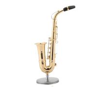 ALFAAL Mini Modelo de Instrumento Musical Saxofón Alto con Soporte Y Estuche Modelo De Instrumento Chapado En Oro