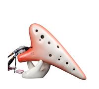ALFAAL Ocarina para Principiantes Instrumento Ocarina de 12 Agujeros AC Alto C Llave para Principiantes Flauta 12 Agujeros AC cerámica gradiente Naranja-Rojo
