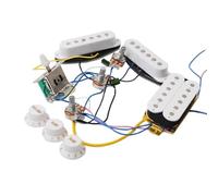 ALFAAL Pastilla de Puente Arnés De Cableado para Pastilla De Guitarra Eléctrica Precableado Interruptor De 5 Vías 2T1V Pastilla Multitipo para Guitarra Eléctrica ST Negro Y Blanco(SSH White)