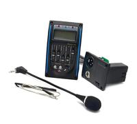 ALFAAL Pastillas para Guitarra Acústica 10 Piezas LC 5 5 Bandas para Guitarra Acústica Preamplificador Ecualizador con Captador Piezoeléctrico Y Sintonizador LCD(LC 5 with Mic)