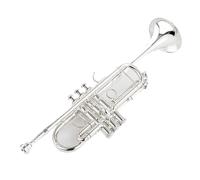 ALFAAL Trompeta C C Plana Latón Chapado En Plata Trompeta Profesional Instrumentos Musicales con Estuche De Cuero