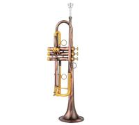 ALFAAL Trompeta para Adultos BB Trompeta Pequeña Bronce Rojo Llave Dorada Instrumentos Musicales Profesionales Instrumento De Latón Cómodo