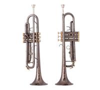 ALFAAL Trompeta SIB Instrumentos De Latón Amarillo Chapado En Oro Y Níquel Negro Instrumentos Musicales Trompeta SIB Plata (Color : BK Nickel Gold)