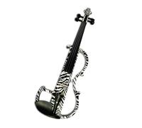 ALFAAL Violín Violín eléctrico de Arte, violín silencioso de Madera Maciza a Rayas Blancas y Negras, tamaño Completo 4/4, Accesorios de ébano con Piezas