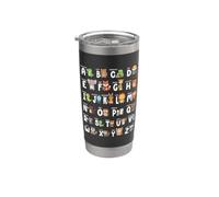 Alfabeto Animales ABC Letras Jardín de infantes Niño Niñas Maestro Vaso térmico de acero inoxidable de doble pared