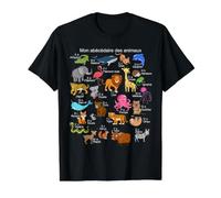 Alfabeto de Animales franceses A-Z ABC de la Vida Silvestre Camiseta gráfica económica, Hombre, Negro, M