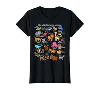 Alfabeto de Animales franceses A-Z ABC de la Vida Silvestre Camiseta gráfica económica, Mujer, Negro, XL