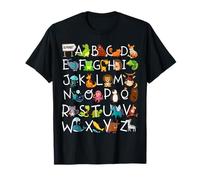 Alfabeto de jardín de Infantes Lindo Animal ABC A-Z Aprendizaje Camiseta