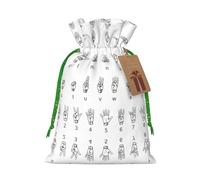 Alfabeto de lenguaje de señas. Bolsa pequeña con cordón para regalos, bolsa de regalo reutilizable, para regalos de vacaciones y fiestas