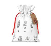 Alfabeto de lenguaje de señas. Impresión con cordón para regalo, bolsas de temporada, celebraciones, embalaje de regalo ecológico