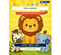 Alfabeto degli Animali: Libro didattico da colorare per bambini dai 3 ai 5 anni con lettere, pregrafismo e simpatici animali kawaii