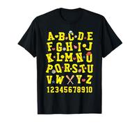 Alfabeto Softbol ABC Números Letras Niños Niño Niña Maestro Camiseta