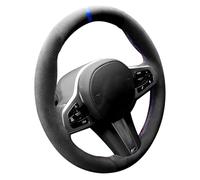 Alfanxi Funda de volante Alcantara cosida a mano para BMW G20 G21 F40 F44 G22 G26 G30 G31 G32 G11 G12 G13 G14 G15 G16 G01 G02 G05 G06 G07 G29 Rayas azules