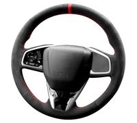 Alfanxi Funda para volante Alcantara cosida a mano compatible con Honda CR-V CRV/Civic 10/Clarity 2016-2021 (rayas rojas)