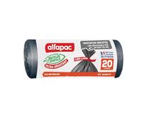 Alfapac - Bolsas de Basura de Enlace Grande, ultrarresistentes, 74% recicladas y 15% Vegetal, fabricación Francesa, 20 x 20 L, Negro