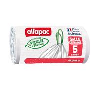 Alfapac - Bolsas de basura para cuarto de baño (25 unidades, 5 L, con enlaces, 35 x 35 cm), color blanco, Pack de 2