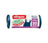 Alfapac BRV03015NUR Lote Bolsas de Basura con Asas, 30 l, Muy Resistente. Color Azul Marino y Negro - 50x77 cm, Polietileno, 30 litros, 15 x 30L