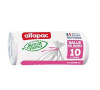 ALFAPAC Vegetal Origin - 25 bolsas de basura de 10 L tradicionales - Bolsas de basura para baño - Bolsas blancas de tamaño 35 x 40 cm - Lote de 4