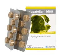 Alfavet HepatoSan 1600 - Complemento alimenticio para Perros - para favorecer la función hepática en Casos de insuficiencia hepática crónica - 32 Comprimidos
