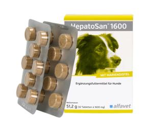 Alfavet HepatoSan 1600 - Complemento alimenticio para Perros - para favorecer la función hepática en Casos de insuficiencia hepática crónica - 32 Comprimidos
