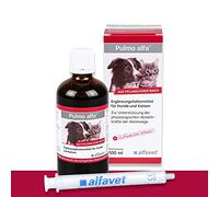 Alfavet Pulmo Alfa - 100 ml Zumo - Alimento complementario para Las vías respiratorias de Perros y Gatos - con jeringa dosificadora