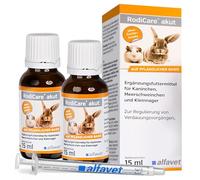 Alfavet RodiCare akut - 2 x 15 ml - Suplemento alimenticio para Regular la digestión en Conejos, cobayas y pequeños roedores - con jeringa dosificadora