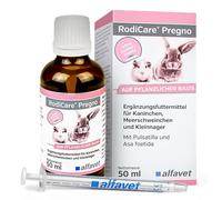 alfavet RodiCare Pregno, apoya los procesos hormonales en el embarazo simulado de pequeños roedores, suplemento nutricional, 50 ml con jeringa dosificadora